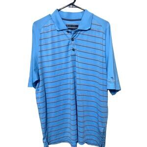 Pebble Beach Golf Polo Shirt Turquoise Blue Mens L Performance Stretch